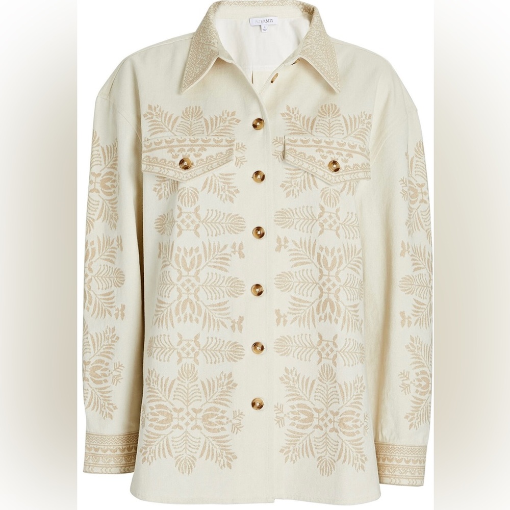 INTERMIX Embroidered Cotton Jacket - NEW WITH TAGS - Size L